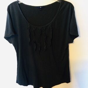 Gap Dark Gray Chic Short Sleeve TopRuffle Front Size Large